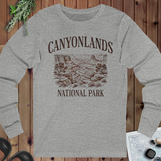 Canyonlands National Park Rustic Long Sleeve T-Shirt in Athletic Heather