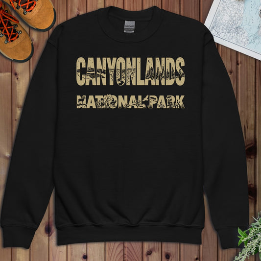 Canyonlands National Park Silhouette Youth Sweatshirt in Black