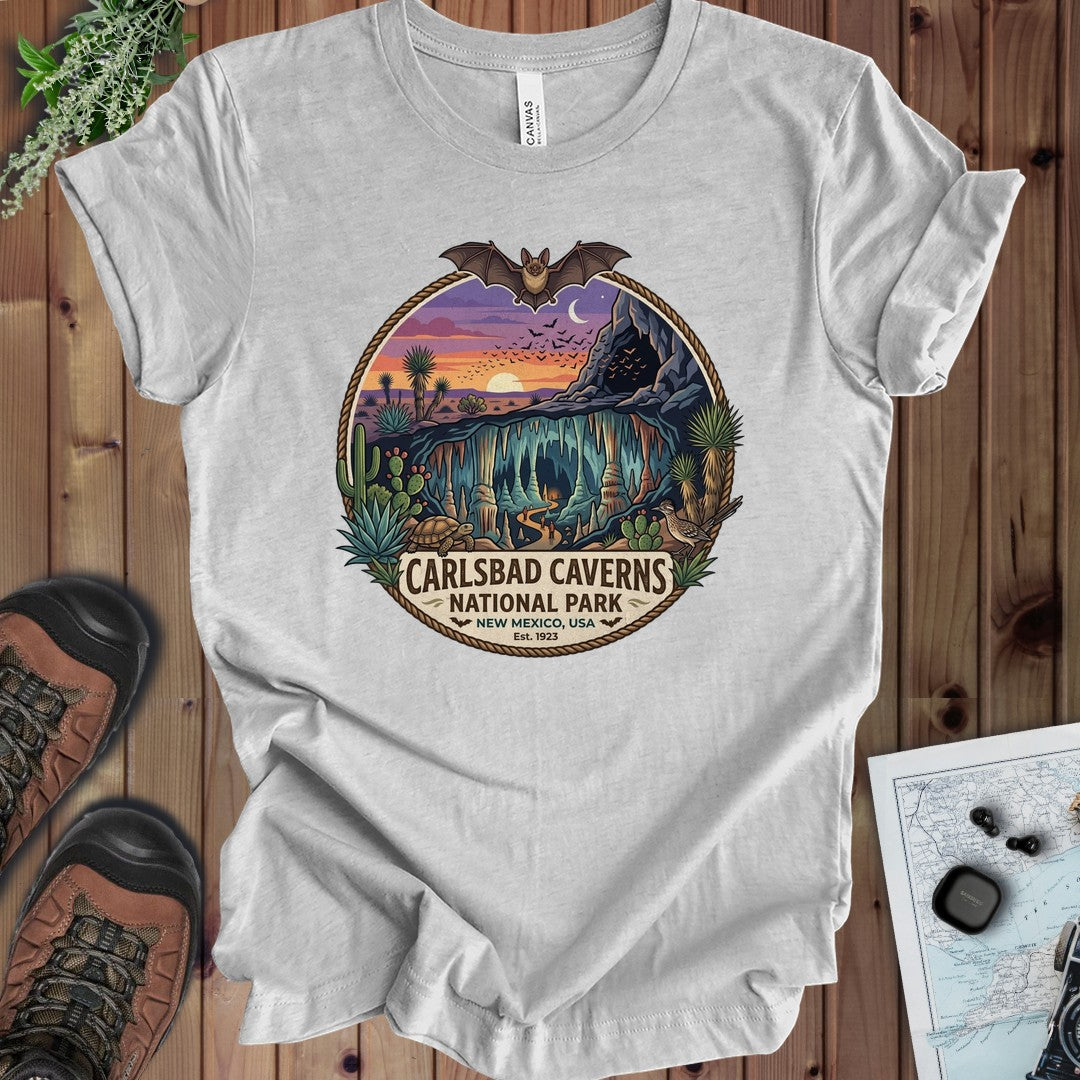 Carlsbad Caverns National Park Emblem Kids Graphic T-Shirt in Athletic Heather