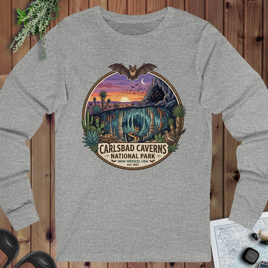 Carlsbad Caverns National Park Emblem Long Sleeve T-Shirt in Athletic Heather