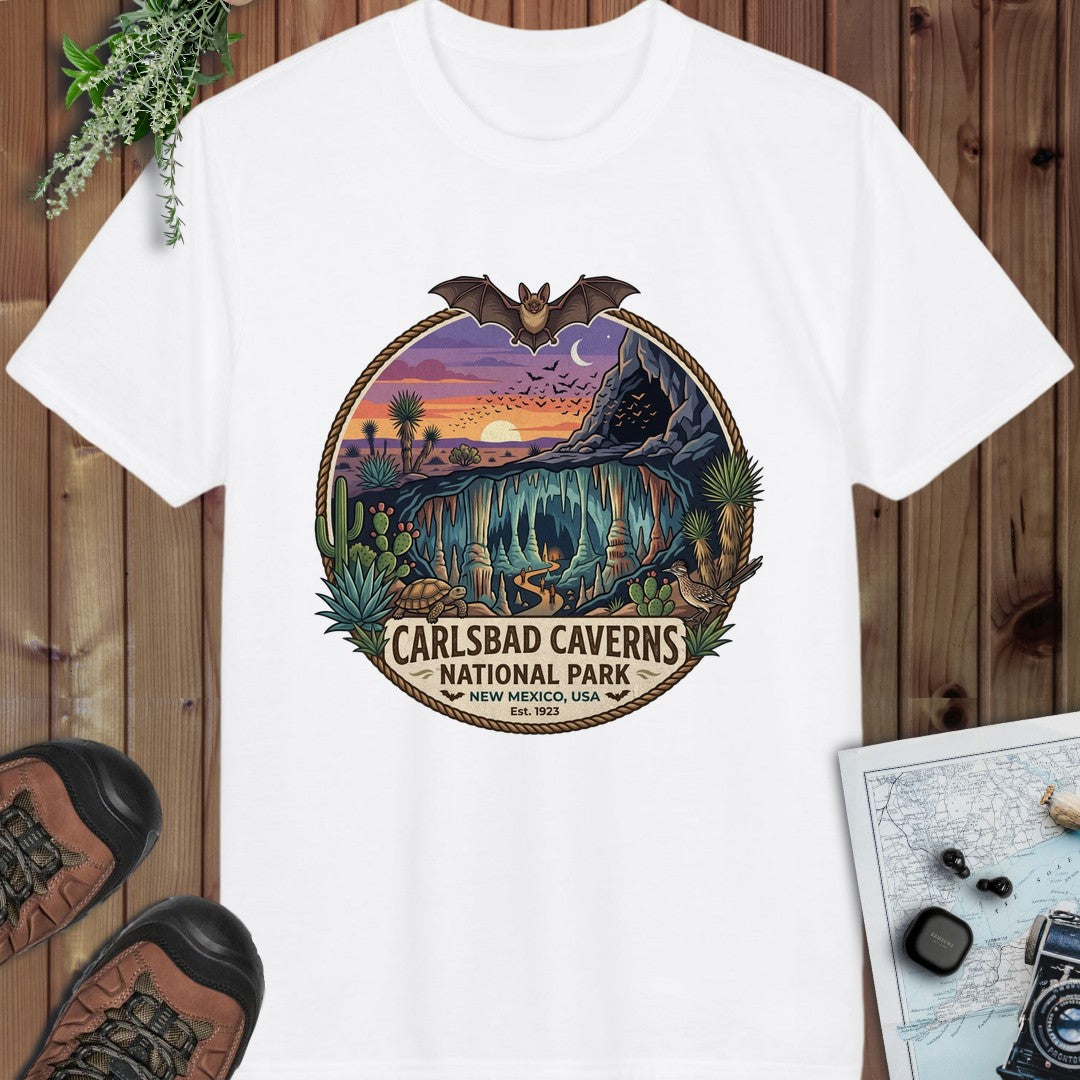 Carlsbad Caverns National Park Emblem Performance T-Shirt in White