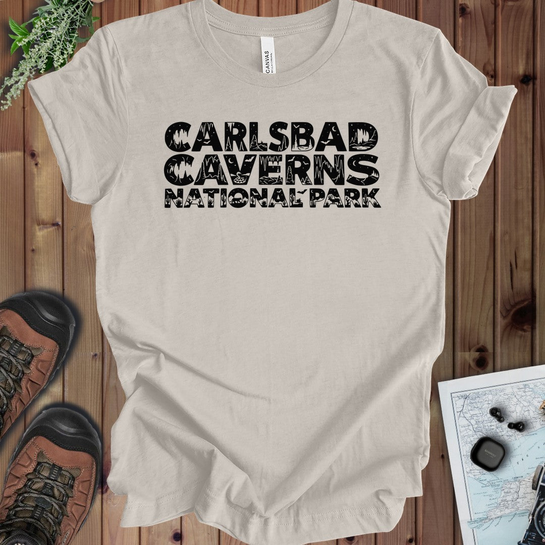 Carlsbad Caverns National Park Graphic Typography Kids Graphic T-Shirt in Heather Dust