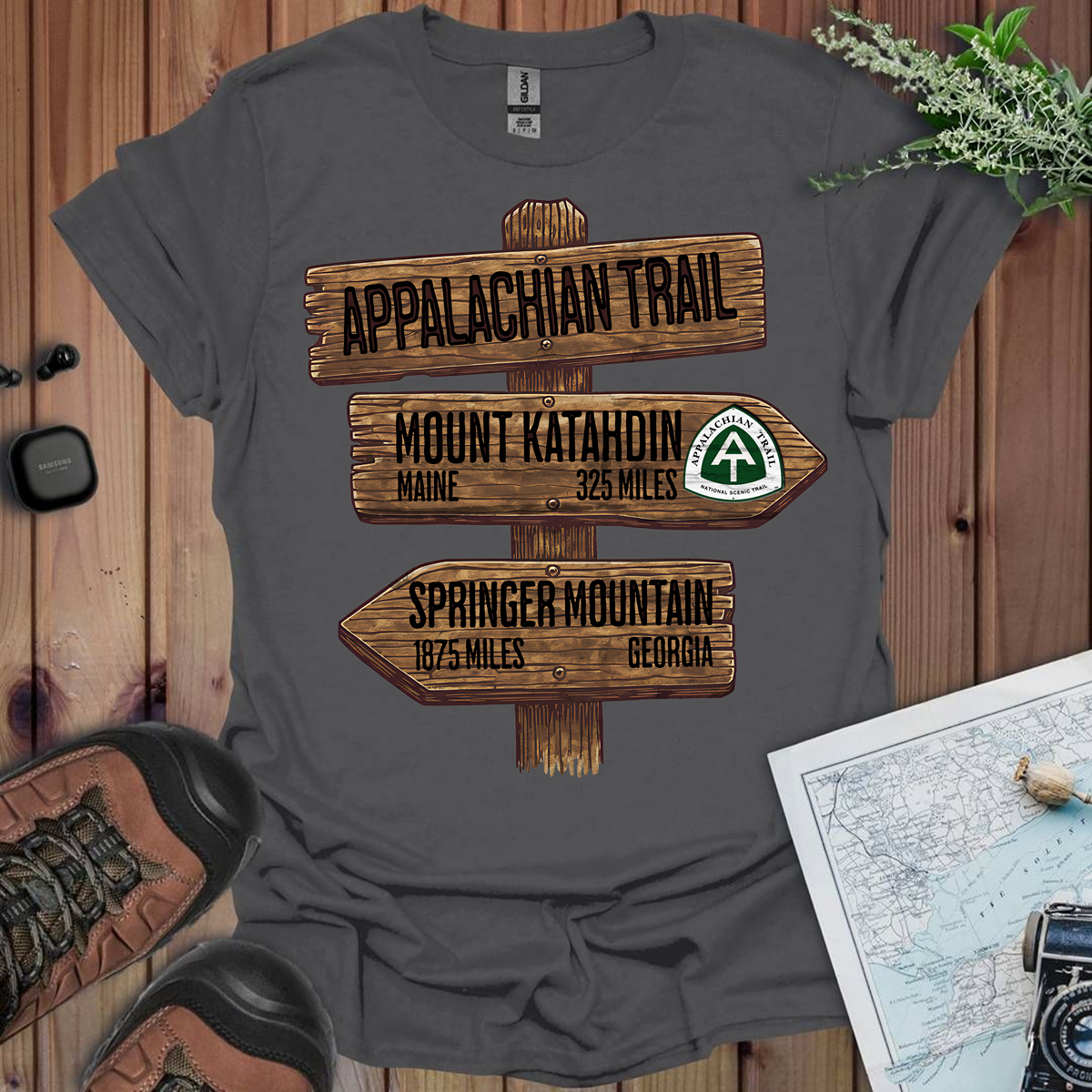 Appalachian Trail Unisex T-Shirt Katahdin Springer 2200 Miles T-Shirt Printify XS Charcoal