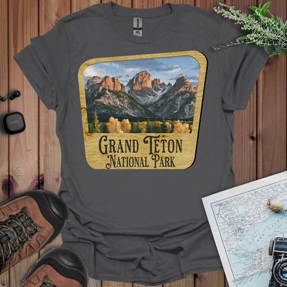 Grand Teton National Park Unisex Fit Soft T-Shirt Wood Sign T-Shirt Printify XS Charcoal