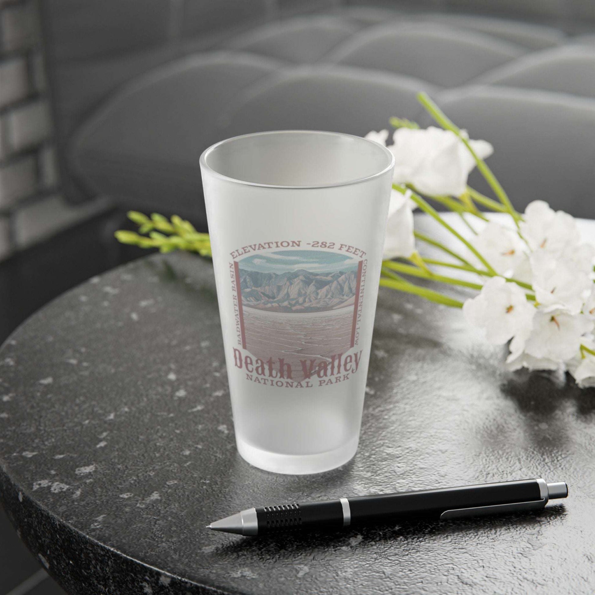 Death Valley Badwater Basin Frosted Pint Glass Frosted teelaunch