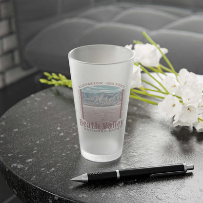 Death Valley Badwater Basin Frosted Pint Glass Frosted teelaunch