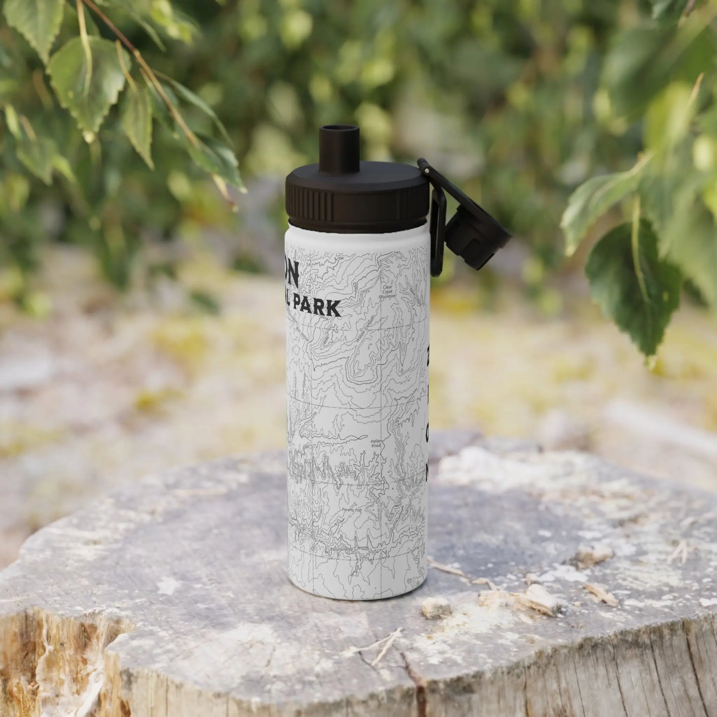 Zion National Park Insulated Stainless Steel Water Bottle (3 Sizes, 3 Lid Options) water bottle Printify White 18oz Sport Cap