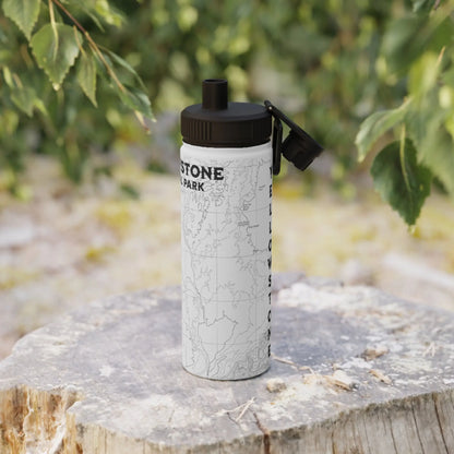 Yellowstone National Park Topographic Stainless Steel Water Bottle (3 Lid Options, 3 sizes) water bottle Printify White 12oz Sport Cap