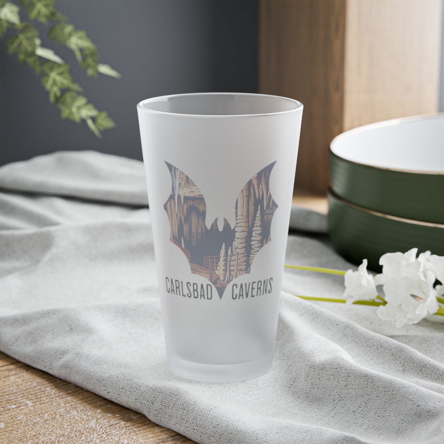 Carlsbad Caverns National Park Bat Frosted Mug pint glass teelaunch