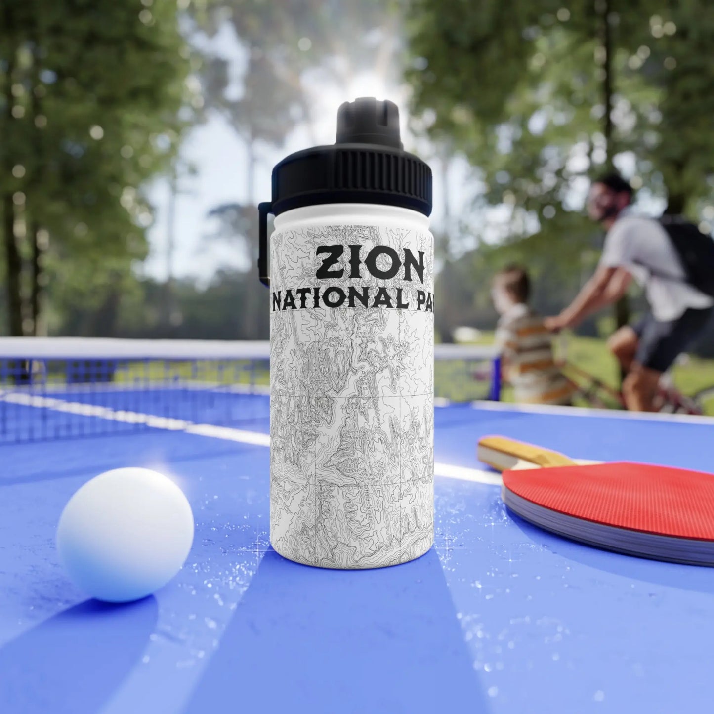 Zion National Park Insulated Stainless Steel Water Bottle (3 Sizes, 3 Lid Options) water bottle Printify White 12oz Sport Cap