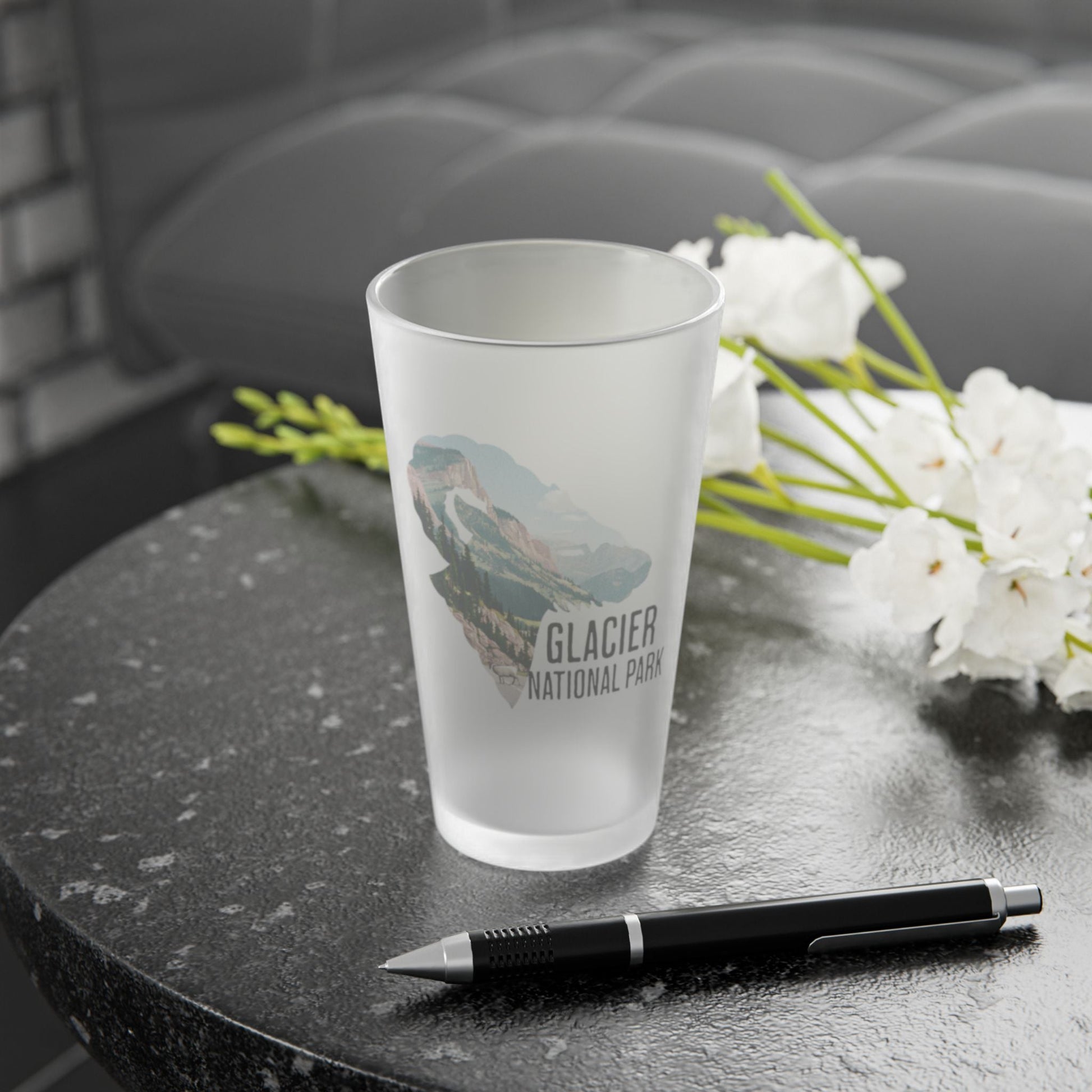 Glacier National Park Big Horned Sheep Frosted Pint pint glass teelaunch