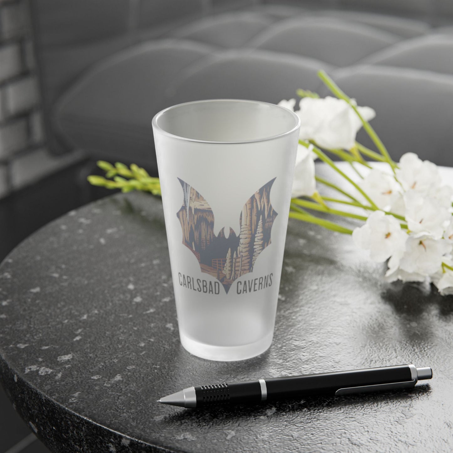 Carlsbad Caverns National Park Bat Frosted Mug pint glass teelaunch