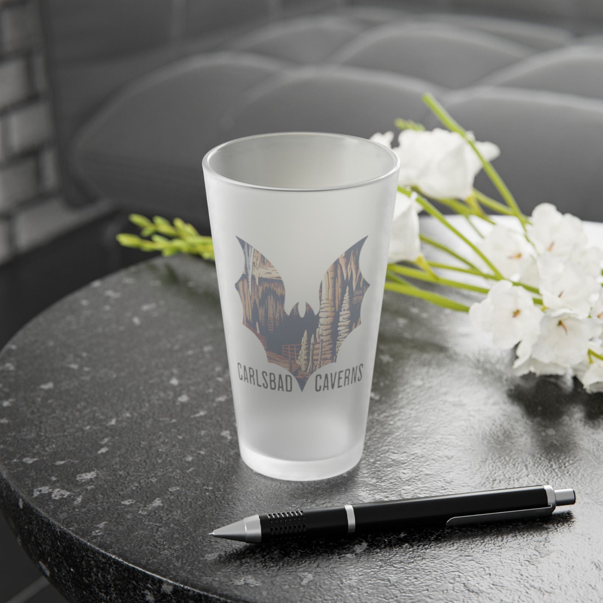Carlsbad Caverns National Park Bat Frosted Mug pint glass teelaunch