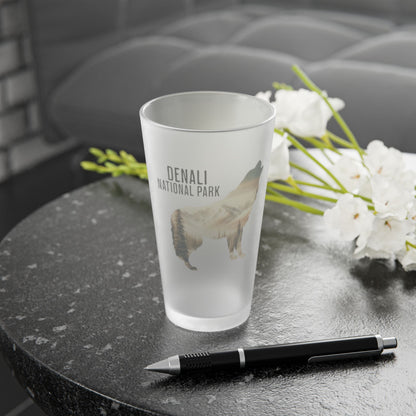 Denali National Park Wolf Frosted Pint Glass pint glass teelaunch