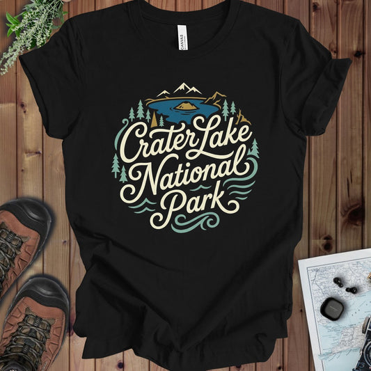 Crater Lake National Park Kids Graphic T-Shirt in Black