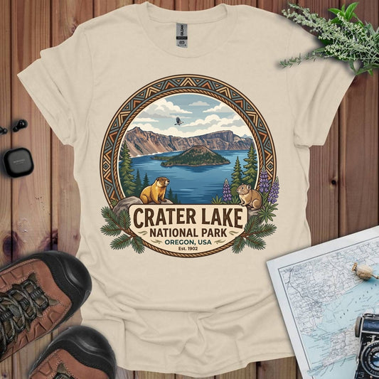 Crater Lake National Park Emblem Graphic T-Shirt in Natural