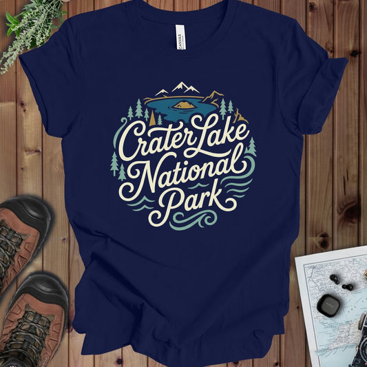 Crater Lake National Park Kids Graphic T-Shirt in Navy