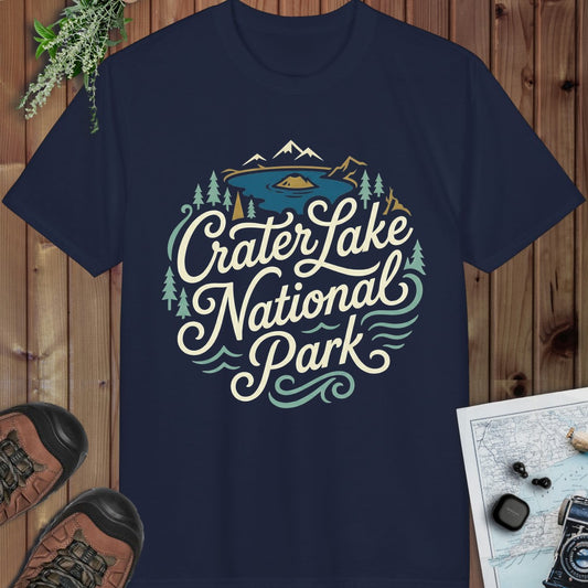 Crater Lake National Park Performance T-Shirt in Navy