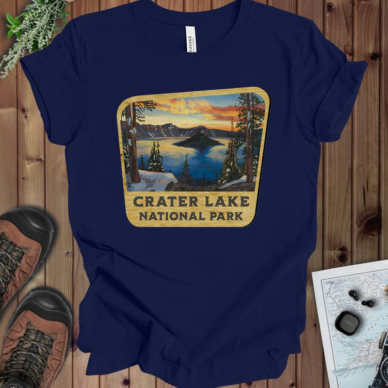 Crater Lake National Park  Wood Sign Kids Graphic T-Shirt in Navy