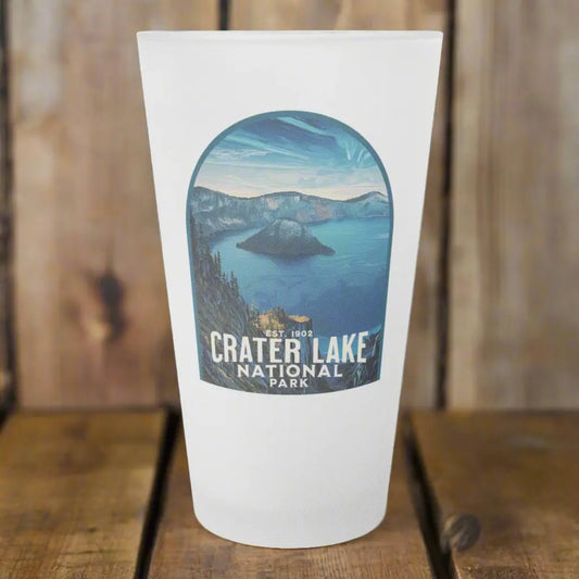 Crater Lake National Park Frosted Pint Glass Drinkware teelaunch