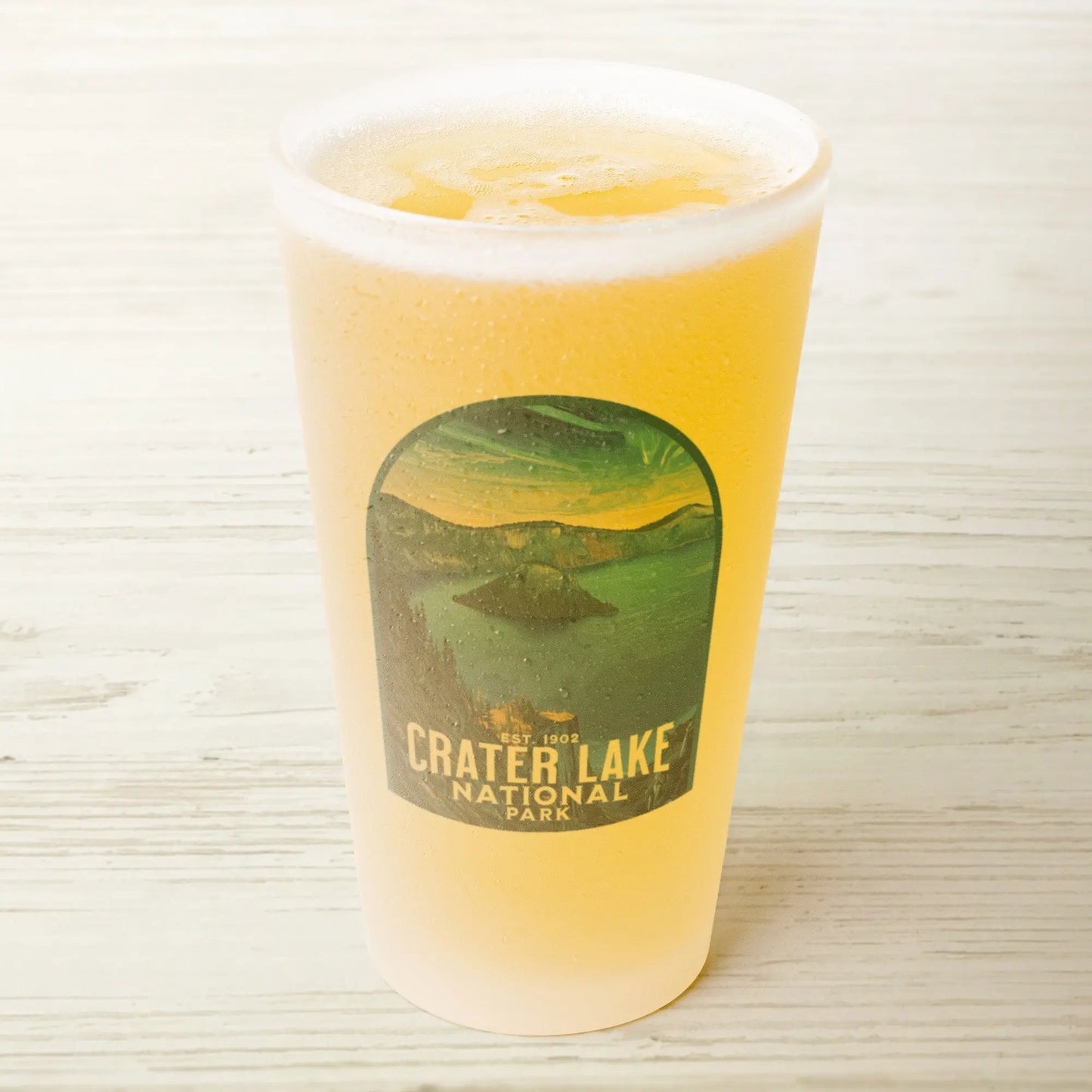 Crater Lake National Park Frosted Pint Glass Drinkware teelaunch Default Title