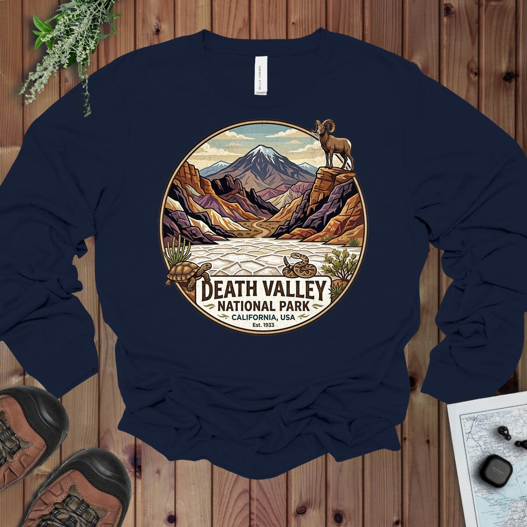 Death Valley National Park Badwater Basin Long Sleeve T-Shirt in Navy
