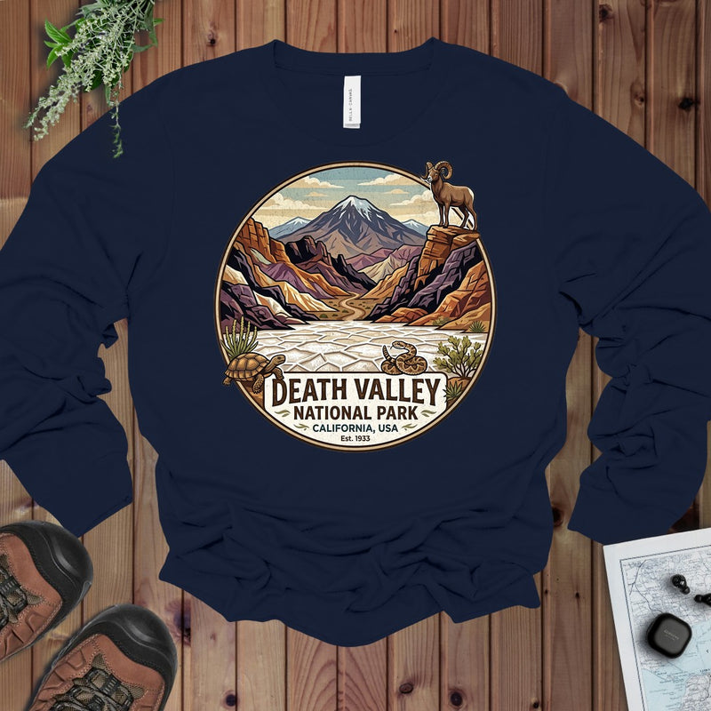 Death Valley National Park Badwater Basin Long Sleeve T-Shirt in Navy