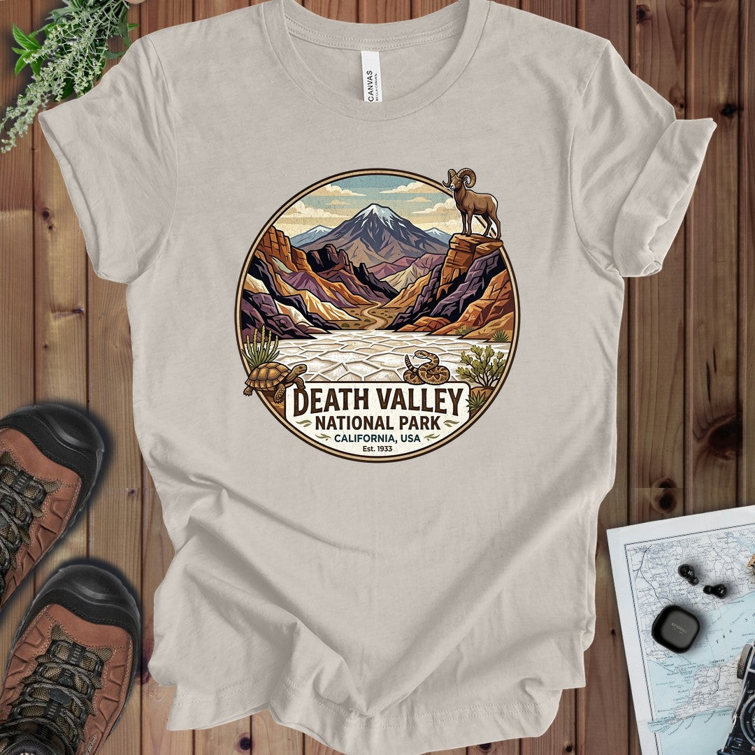 Death Valley National Park Emblem Kids Graphic T-Shirt in Heather Dust
