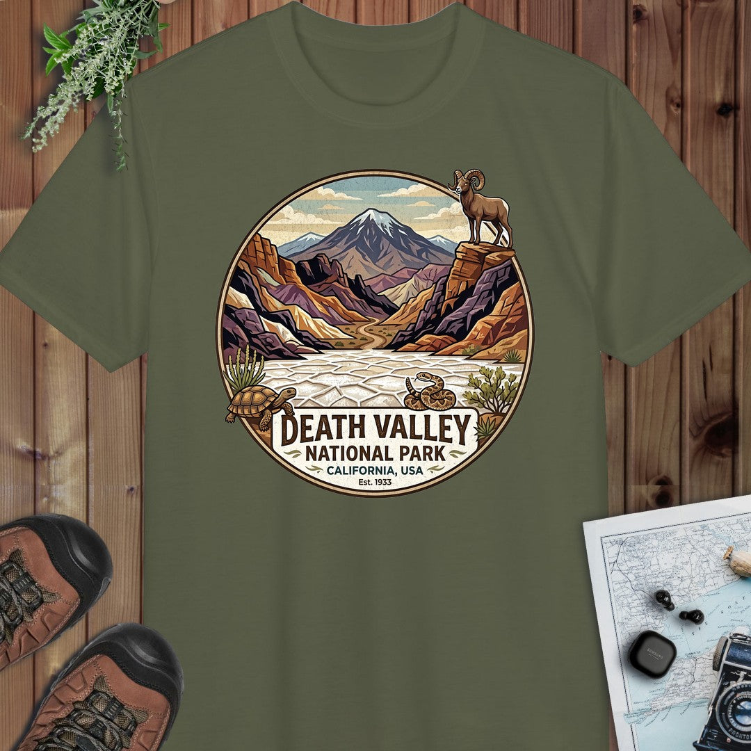 Death Valley National Park Emblem Performance T-Shirt in Military Green