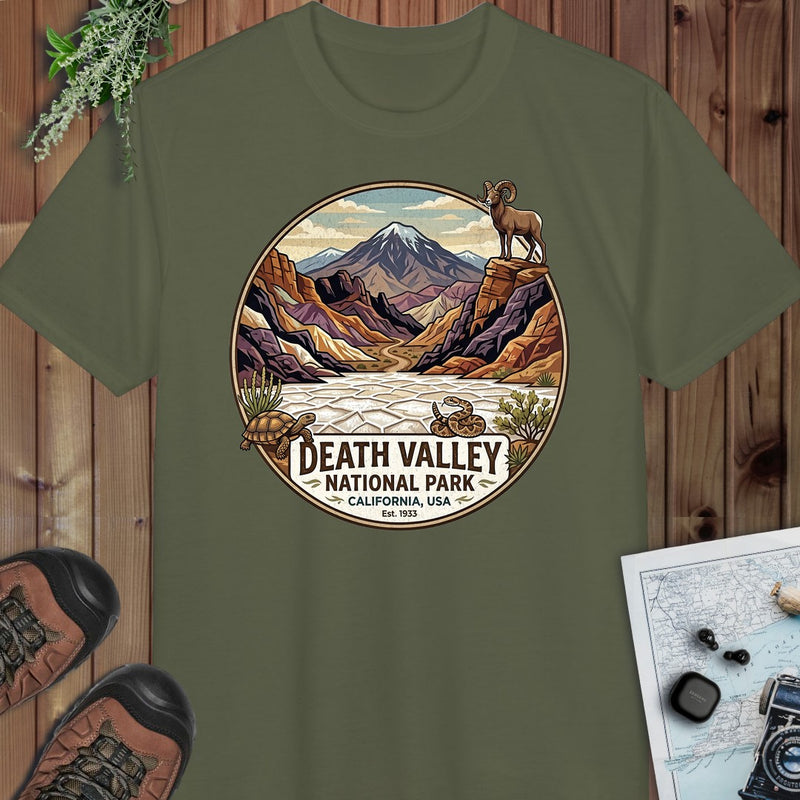 Death Valley National Park Emblem Performance T-Shirt in Military Green