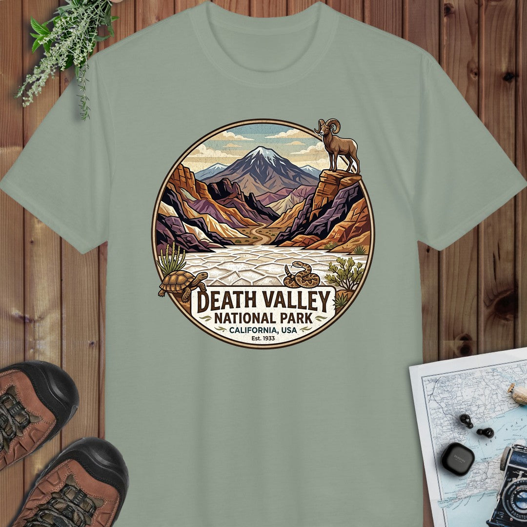 Death Valley National Park Emblem Performance T-Shirt in Sage