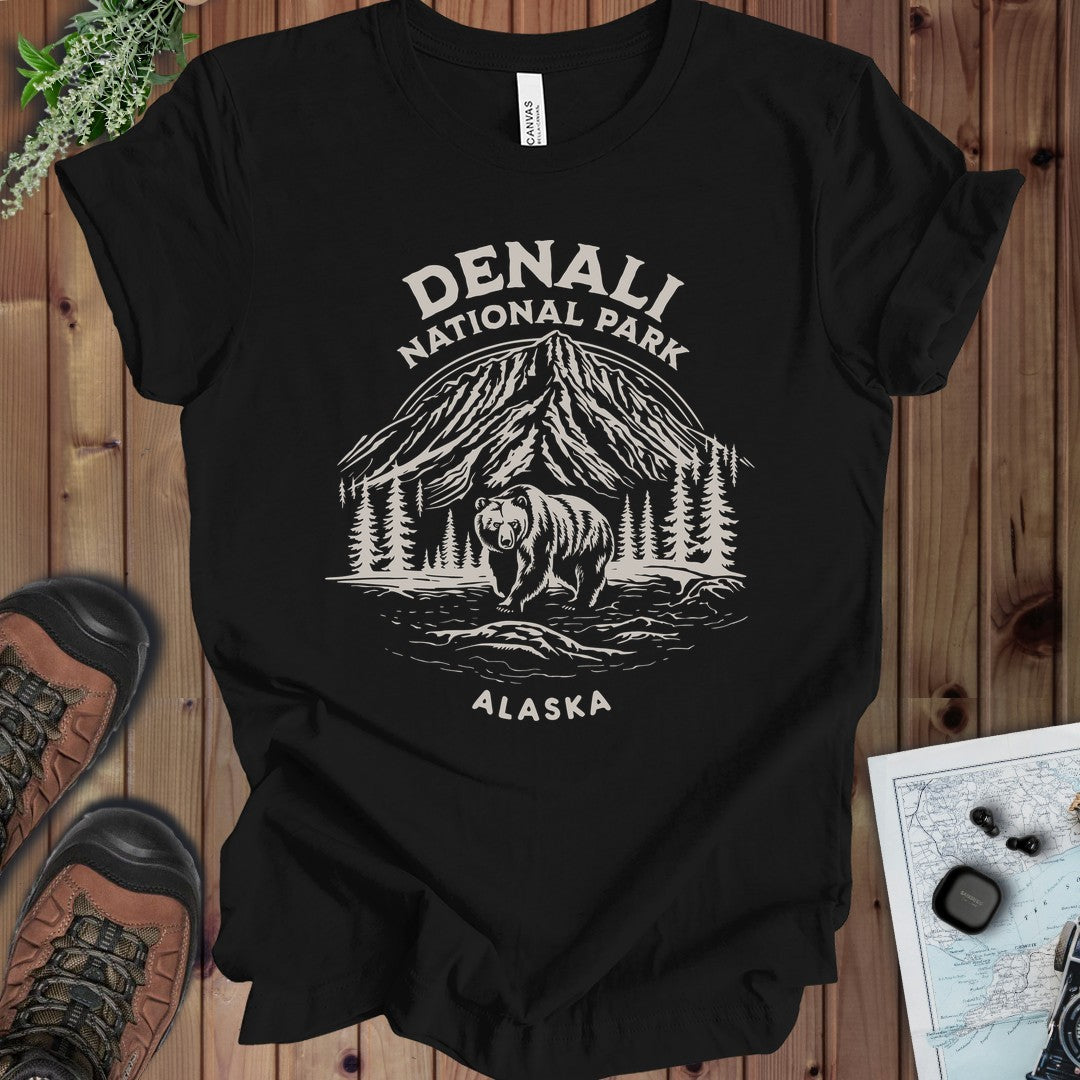 Denali National Park Alaska Kids Graphic T-Shirt in Black