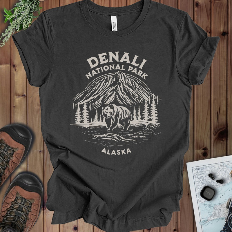 Denali National Park Alaska Kids Graphic T-Shirt in Dark Grey Heather