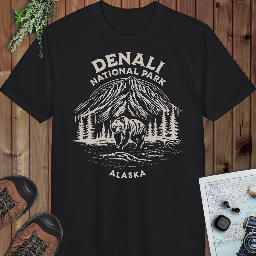 Denali National Park Alaska Fit Softstyle Performance T-Shirt in Black