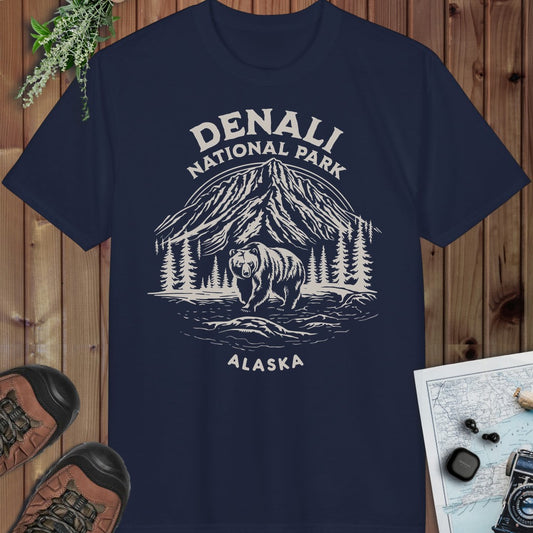 Denali National Park Alaska Fit Softstyle Performance T-Shirt in Navy