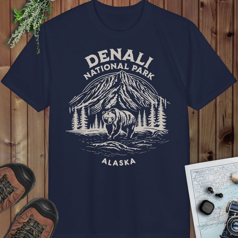 Denali National Park Alaska Fit Softstyle Performance T-Shirt in Navy