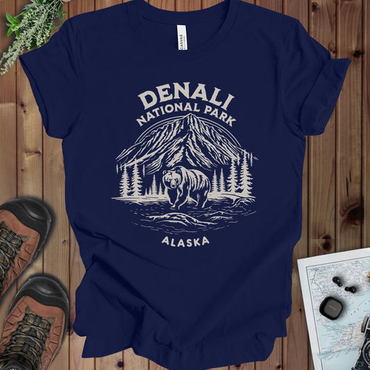 Denali National Park Alaska Kids Graphic T-Shirt in Navy
