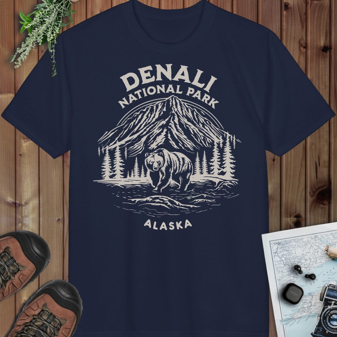 Denali National Park Alaska Performance T-Shirt in Navy