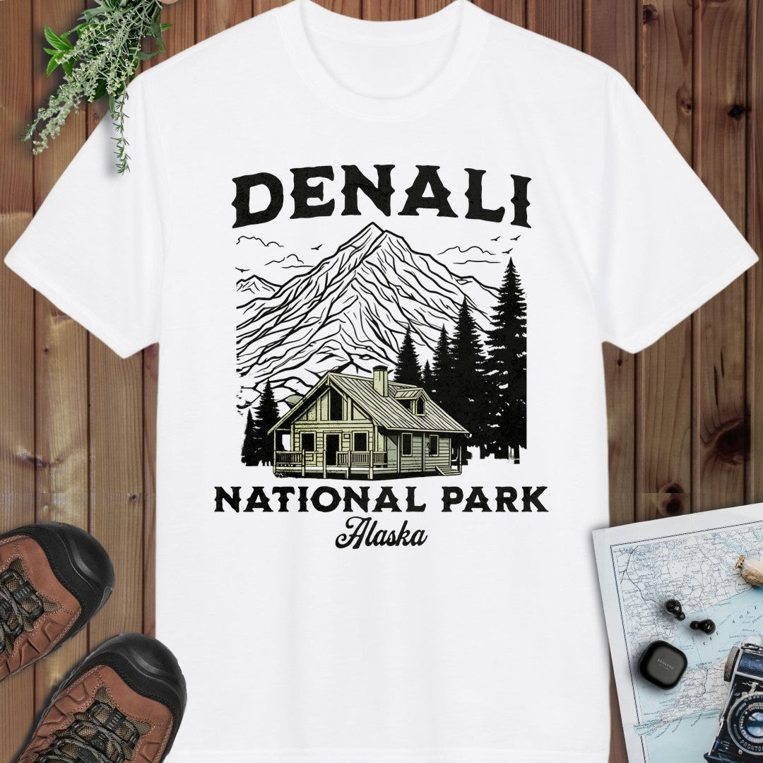 Denali National Park Mountain Cabin Performance T-Shirt in White