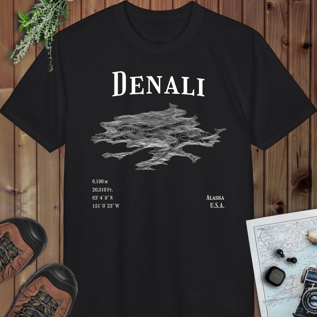Denali Topo Lines Performance T-Shirt in Black