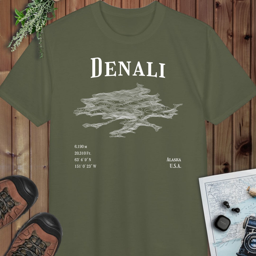 Denali Topo Lines Performance T-Shirt in Military Green