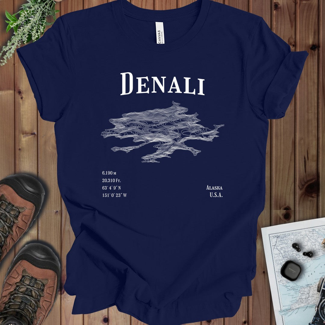 Denali Topo Lines Kids Graphic T-Shirt in Navy