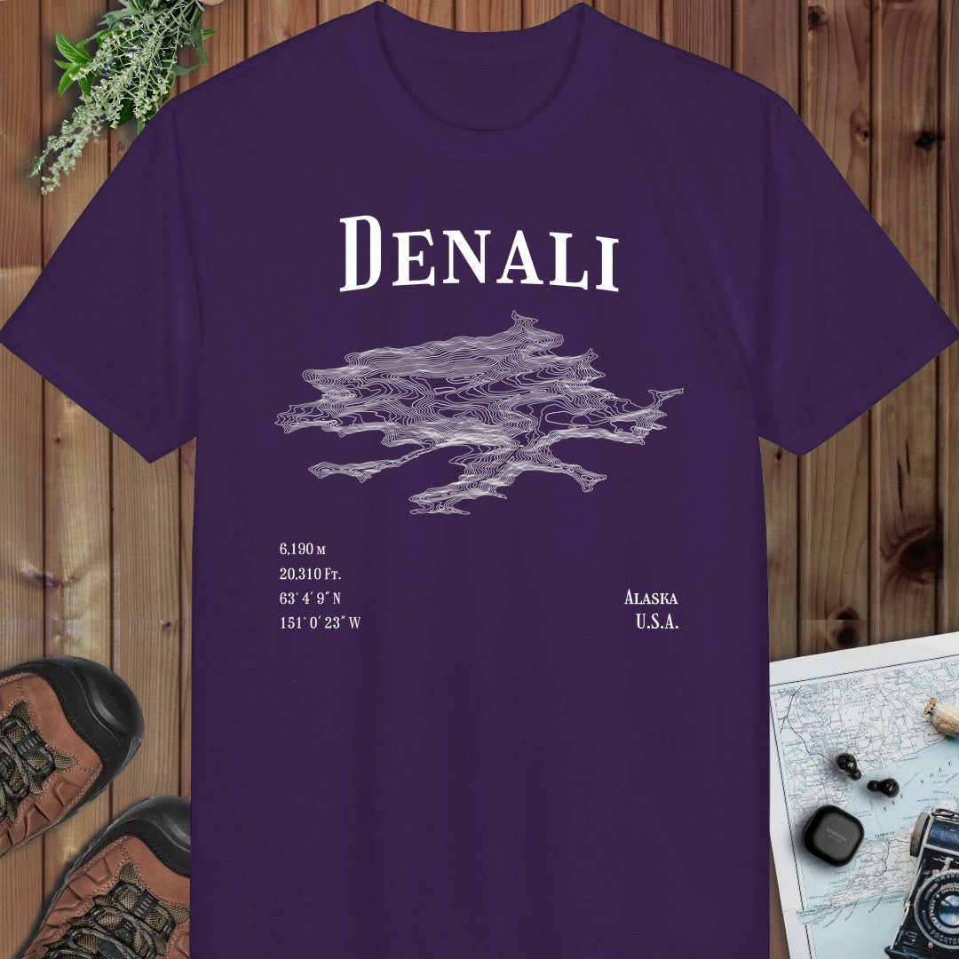 Denali Topo Lines Performance T-Shirt in Purple
