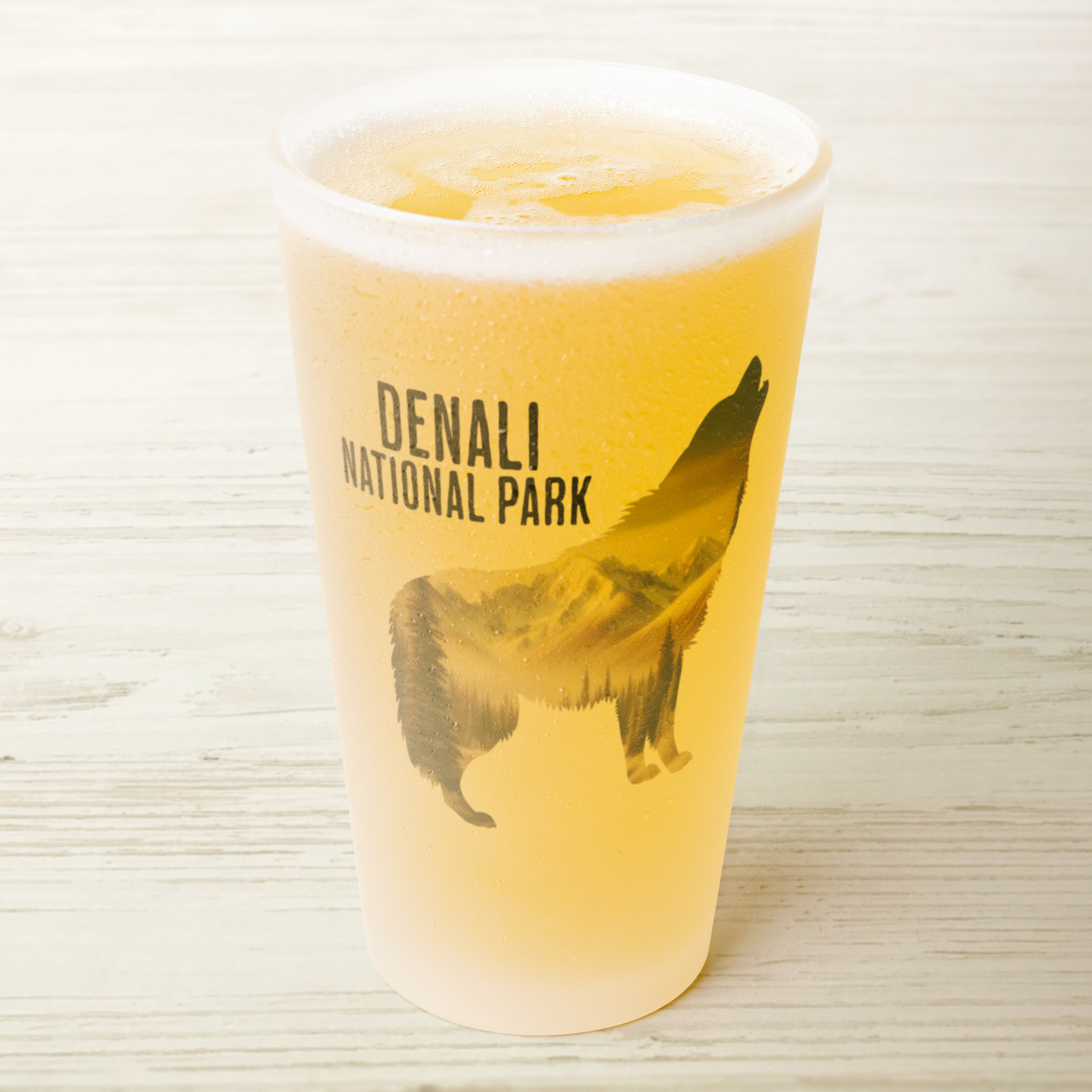 Denali National Park Wolf Frosted Pint Glass pint glass teelaunch