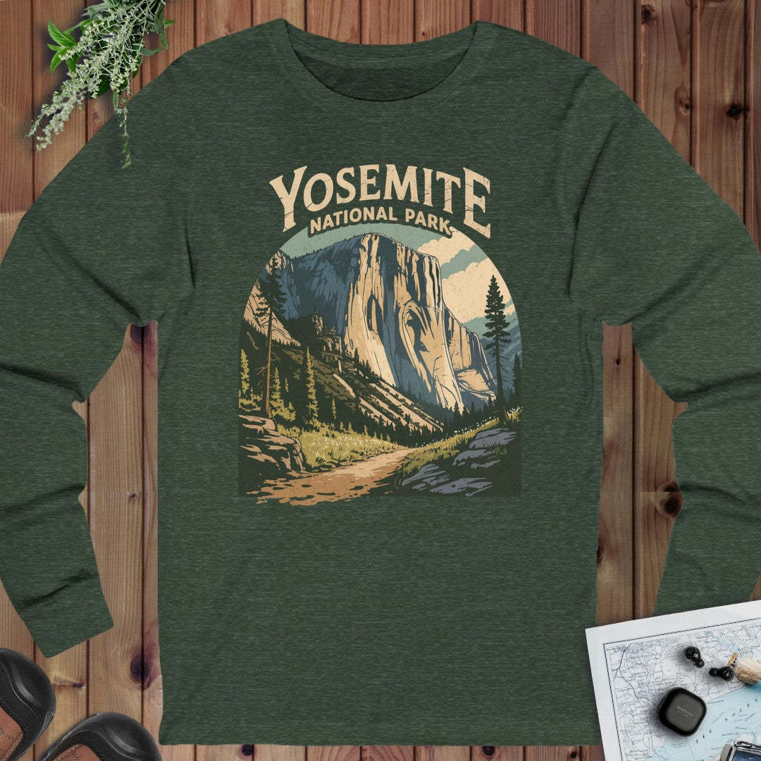 El Capitan Yosemite Valley Long Sleeve T-Shirt in Heather Forest