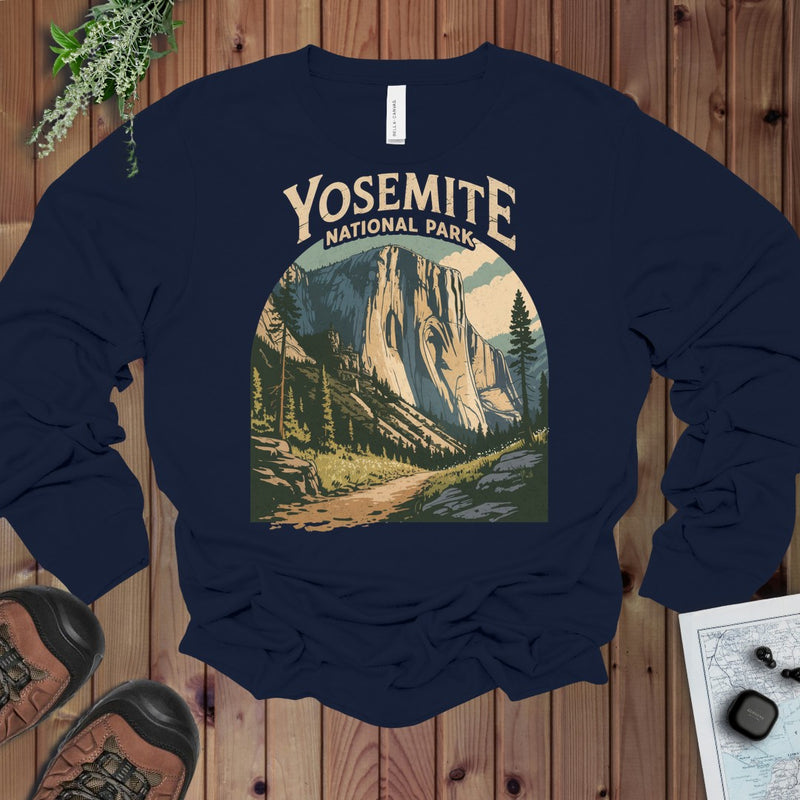 El Capitan Yosemite Valley Long Sleeve T-Shirt in Navy