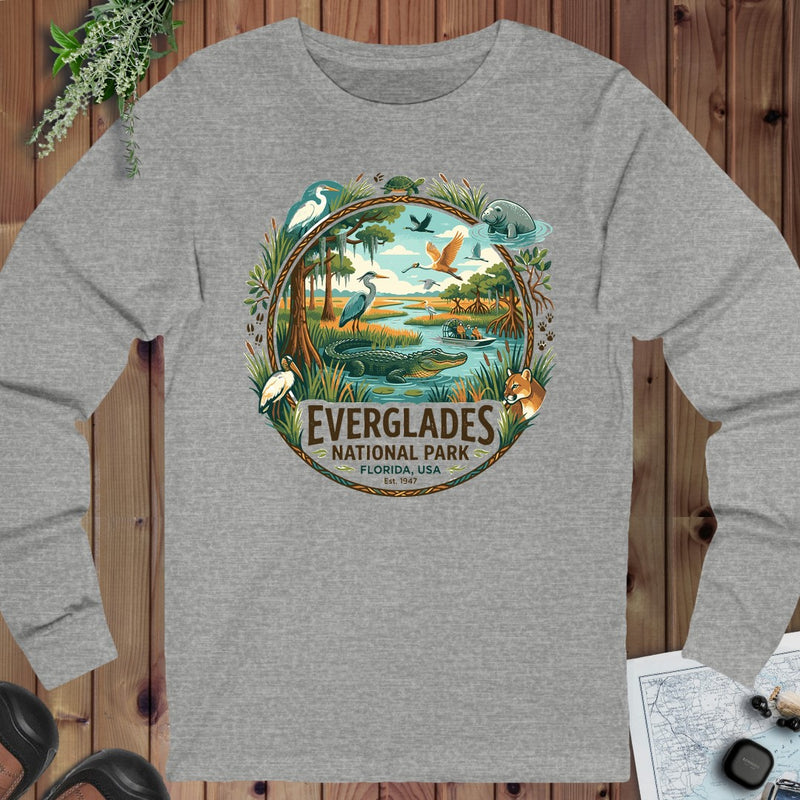 Everglades National Park Animals Long Sleeve T-Shirt in Athletic Heather