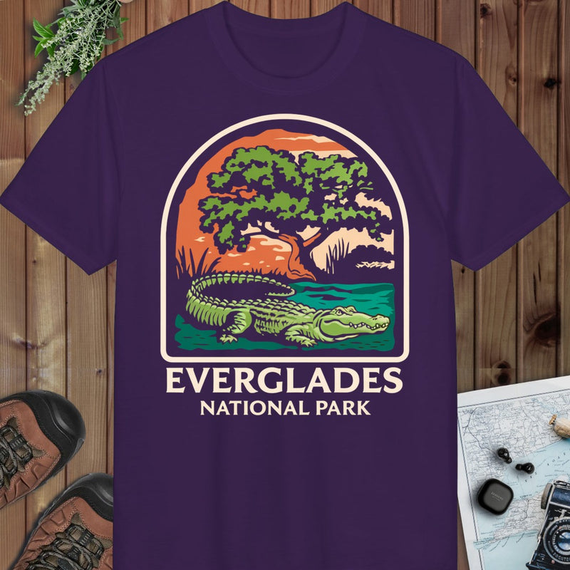Everglades National Park Fit Alligator Performance T-Shirt in Purple
