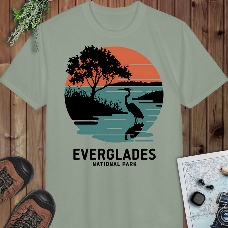 Everglades National Park Fit Logo Retro Sunset Performance T-Shirt in Sage