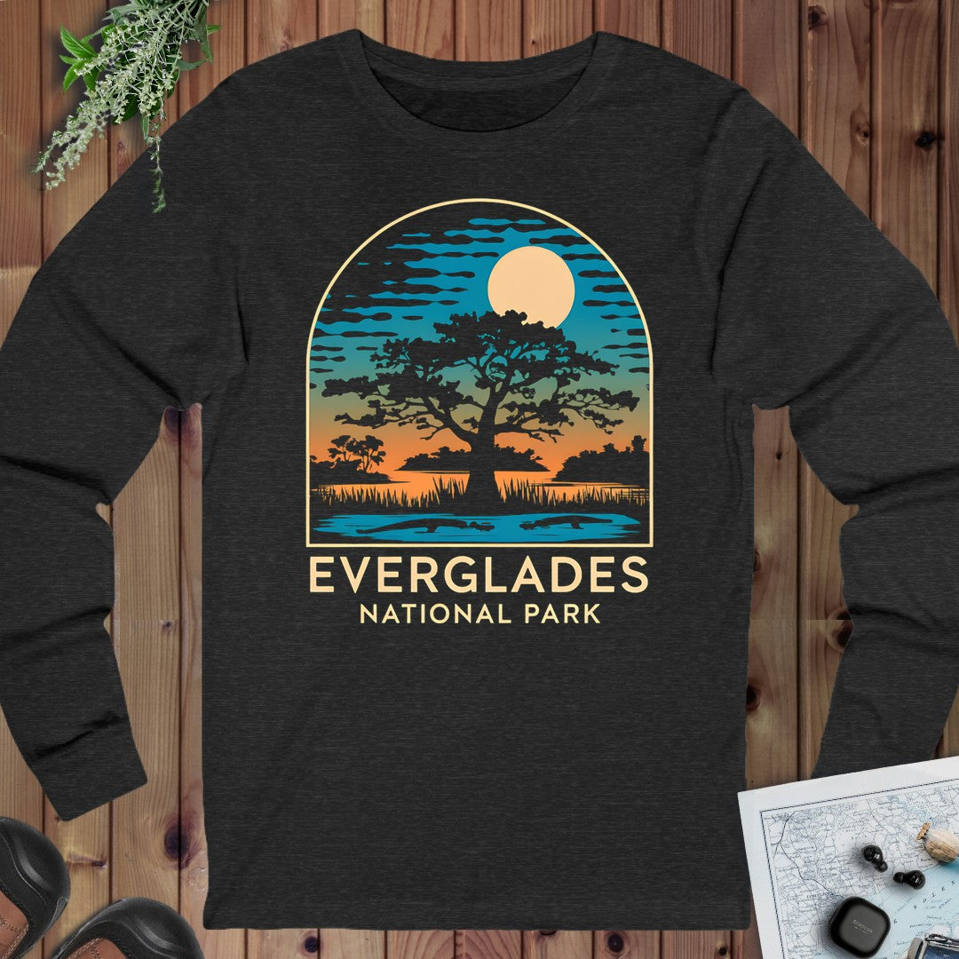 Everglades National Park Florida Trees Long Sleeve T-Shirt in Dark Grey Heather